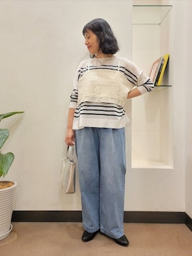 「かぐれ（カグレ）のアイテム（デニムパンツ）」を使った、浪口　絵美さん（レディース・164cm）の秋コーディネート