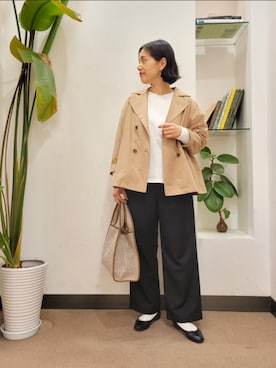 「オンオフ兼用」｜「アイテム（その他アウター）」を使った、浪口　絵美さん（レディース・164cm）の春コーディネート