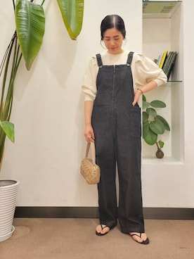 「骨格ウェーブ」｜「アイテム（オールインワン・サロペット）」を使った、浪口　絵美さん（レディース・164cm）の夏コーディネート