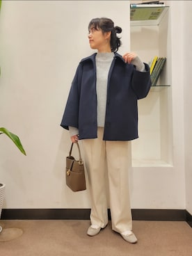 「オンオフ兼用」｜「アイテム（その他アウター）」を使った、浪口　絵美さん（レディース・164cm）の冬コーディネート