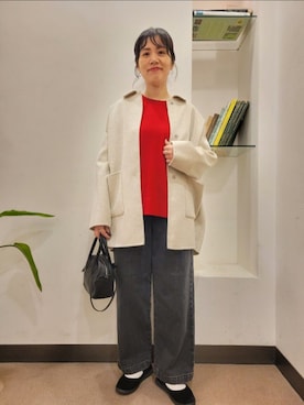 「アイテム（その他アウター、ベージュ系）」を使った、浪口　絵美さん（レディース・164cm）の秋コーディネート