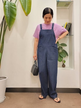 「骨格ウェーブ」｜「アイテム（オールインワン・サロペット）」を使った、浪口　絵美さん（レディース・164cm）の夏コーディネート