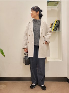 「ニットベスト」｜「アイテム（その他アウター）」を使った、emiinamiiさん（レディース・164cm）の冬コーディネート