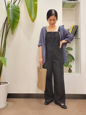 「骨格ウェーブ」｜「アイテム（オールインワン・サロペット）」を使った、浪口　絵美さん（レディース・164cm）の夏コーディネート