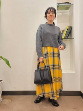 「アイテム（レインシューズ）」を使った、浪口　絵美さん（レディース・164cm）の冬コーディネート