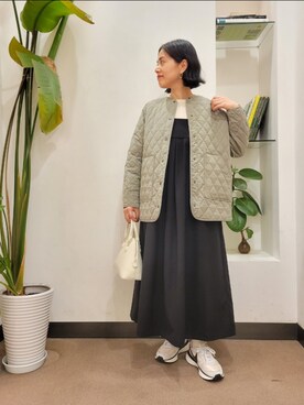 「キルトジャケット」｜「アイテム（ワンピース/ドレス）」を使った、emiinamiiさん（レディース・164cm）の冬コーディネート
