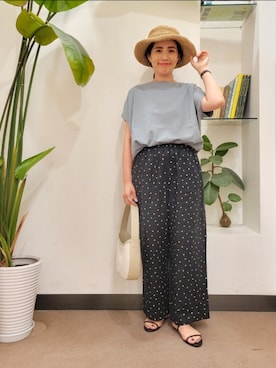 「ドットパンツ」｜浪口　絵美さん（レディース・164cm）の夏コーディネート