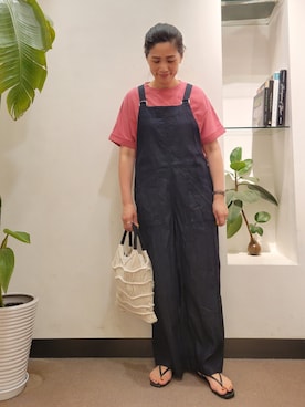 「トングサンダル」｜「アイテム（オールインワン・サロペット）」を使った、emiinamiiさん（レディース・164cm）の夏コーディネート