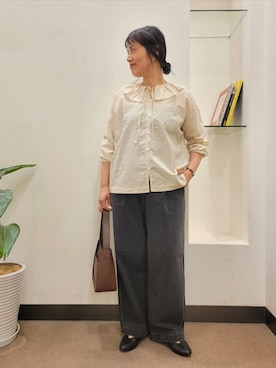 「かぐれ（カグレ）のアイテム（デニムパンツ）」を使った、浪口　絵美さん（レディース・164cm）の秋コーディネート