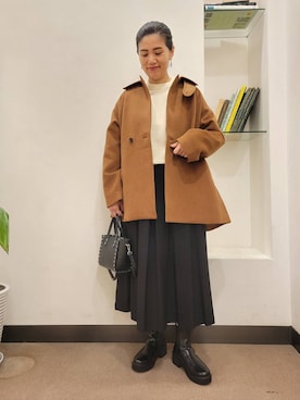 「アイテム（ステンカラーコート）」を使った、浪口　絵美さん（レディース・164cm）の秋コーディネート