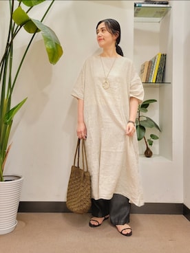 「ペーパーバッグ」｜「アイテム（ワンピース/ドレス）」を使った、emiinamiiさん（レディース・164cm）の夏コーディネート