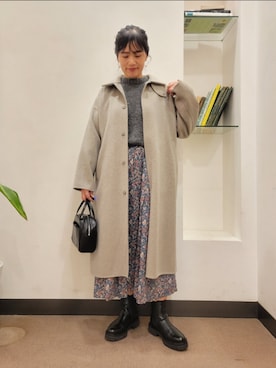 「URBAN RESEARCH DOORS WOMENS」｜「アイテム（ステンカラーコート）」を使った、浪口　絵美さん（レディース・164cm）の冬コーディネート