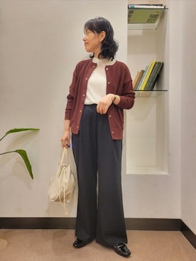 「オンオフ兼用」｜「アイテム（バッグ）」を使った、浪口　絵美さん（レディース・164cm）の秋コーディネート