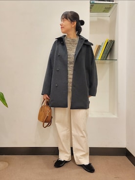 「かぐれ」｜「アイテム（ピーコート）」を使った、浪口　絵美さん（レディース・164cm）の冬コーディネート