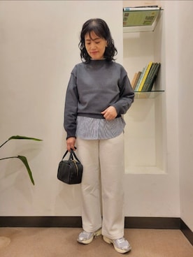 「アイテム（ボストンバッグ）」を使った、浪口　絵美さん（レディース・164cm）の秋コーディネート