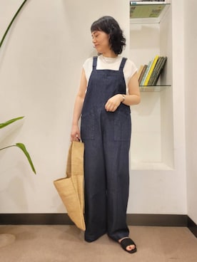 「骨格ウェーブ」｜「アイテム（オールインワン・サロペット）」を使った、emiinamiiさん（レディース・164cm）の夏コーディネート