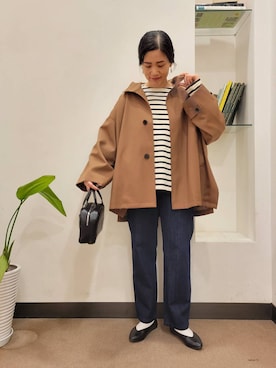 「レイヤード」｜「アイテム（その他アウター）」を使った、浪口　絵美さん（レディース・164cm）の秋コーディネート
