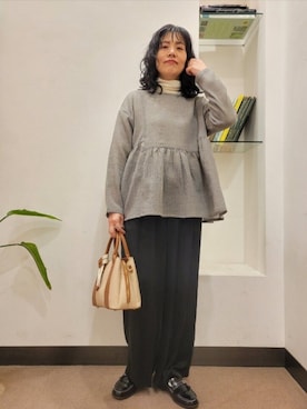 「かぐれ（カグレ）のウールハイゲージタートルネック（ニット/セーター）」を使った、浪口　絵美さん（レディース・164cm）の秋コーディネート