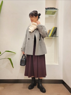 「アイテム（ピーコート）」を使った、浪口　絵美さん（レディース・164cm）の冬コーディネート