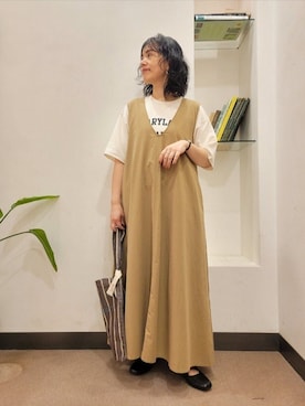 「URBAN RESEARCH DOORS（アーバンリサーチドアーズ）のスクエアトゥリボンミュール（サンダル）」を使った、浪口　絵美さん（レディース・164cm）の夏コーディネート