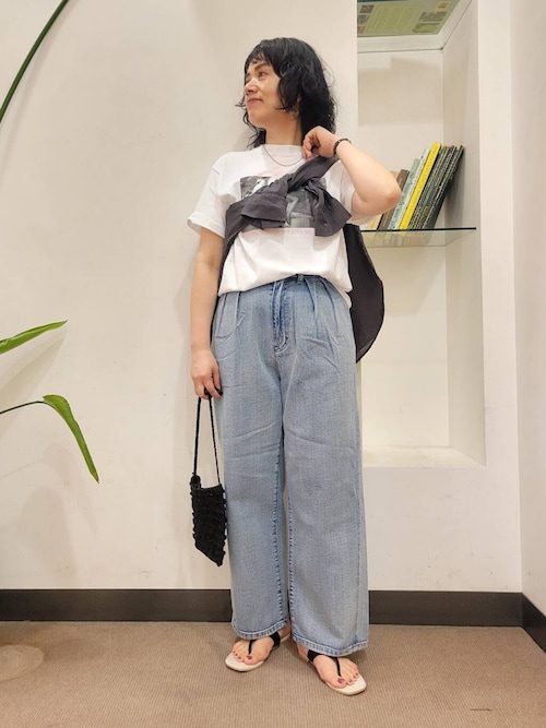 2タックギャザーデニムパンツ