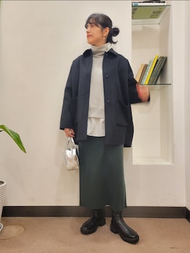 「URBAN RESEARCH DOORS WOMENS」｜「アイテム（ステンカラーコート）」を使った、浪口　絵美さん（レディース・164cm）の冬コーディネート