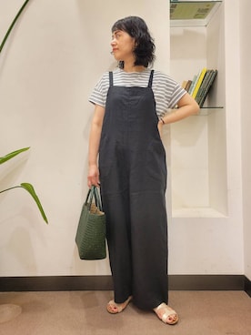 「骨格ウェーブ」｜「アイテム（オールインワン・サロペット）」を使った、emiinamiiさん（レディース・164cm）の夏コーディネート