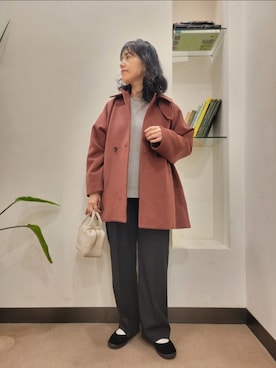 「アイテム（その他アウター、レッド系）」を使った、浪口　絵美さん（レディース・164cm）の冬コーディネート