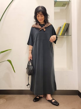 「URBAN RESEARCH DOORS（アーバンリサーチドアーズ）のスクエアトゥリボンミュール（サンダル）」を使った、浪口　絵美さん（レディース・164cm）の夏コーディネート