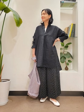 「ドットパンツ」｜浪口　絵美さん（レディース・164cm）の春コーディネート