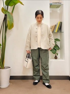 「キルトジャケット」｜「アイテム（ノーカラージャケット）」を使った、emiinamiiさん（レディース・164cm）の冬コーディネート