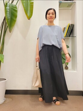 「URBAN RESEARCH DOORS（アーバンリサーチドアーズ）のコクーンシルエットプルオーバー（Tシャツ/カットソー）」を使った、浪口　絵美さん（レディース・164cm）の夏コーディネート