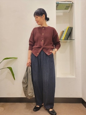 「URBAN RESEARCH DOORS（アーバンリサーチドアーズ）のスクエアトゥリボンミュール（サンダル）」を使った、浪口　絵美さん（レディース・164cm）の秋コーディネート