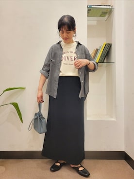 「URBAN RESEARCH DOORS（アーバンリサーチドアーズ）のスクエアトゥリボンミュール（サンダル）」を使った、浪口　絵美さん（レディース・164cm）の秋コーディネート