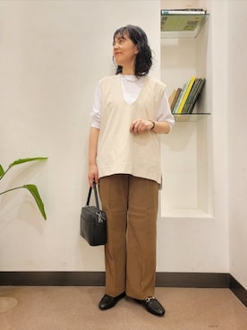 「アイテム（ベスト）」を使った、浪口　絵美さん（レディース・164cm）の夏コーディネート