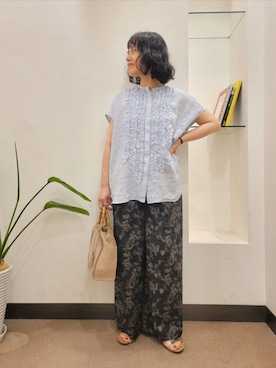 「PLAKTON（プラクトン）のPLAKTON　フラットサンダル（サンダル）」を使った、浪口　絵美さん（レディース・164cm）の夏コーディネート