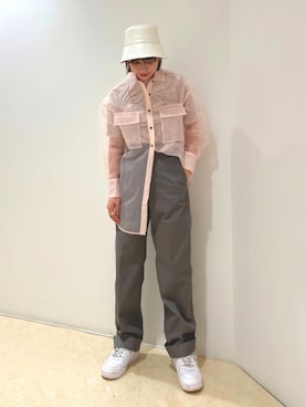 「シースルー」｜「アイテム（トップス、ベージュ系）」を使った、yuyuさん（レディース・157cm）の夏コーディネート