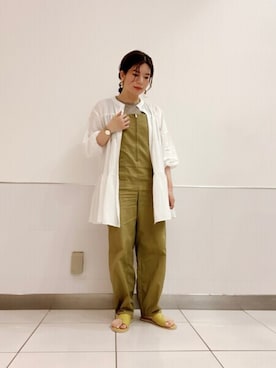 「ティアードブラウス」｜「アイテム（サロペット/オーバーオール）」を使った、asukaさん（レディース・156cm）の夏コーディネート