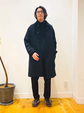 「アイテム（ステンカラーコート）」を使った、takuさん（メンズ・175cm）の冬コーディネート