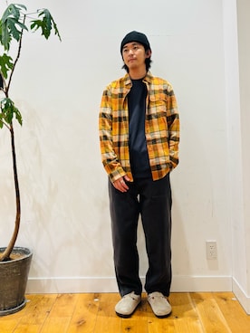 「アイテム（ニットキャップ/ビーニー）」を使った、teeさん（メンズ・175cm）の秋コーディネート