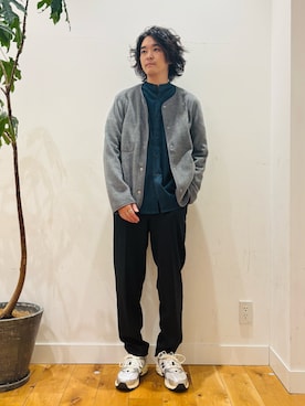 「アイテム（ノーカラージャケット）」を使った、teeさん（メンズ・175cm）の秋コーディネート