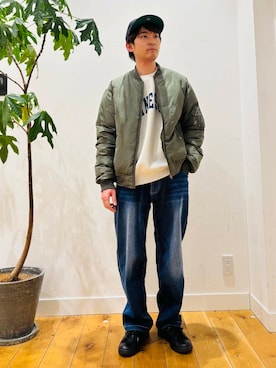 「XOLO（ショロ）のXOLO　Double Loop Ring（リング）」を使った、takuさん（メンズ・175cm）の冬コーディネート