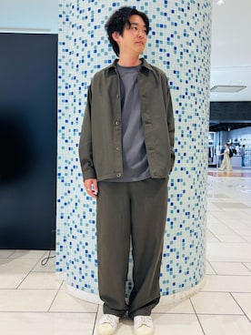 「URBAN RESEARCH DOORS（アーバンリサーチドアーズ）のジャガードチェック イージートラウザー 26AW（その他パンツ、グリーン系）」を使った、takuさん（メンズ・175cm）の秋コーディネート