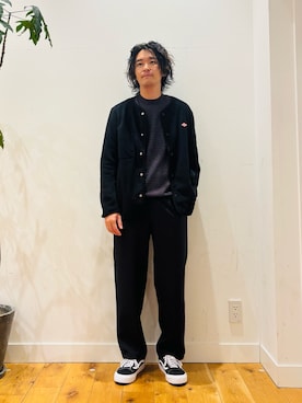 「アイテム（ノーカラージャケット）」を使った、teeさん（メンズ・175cm）の秋コーディネート