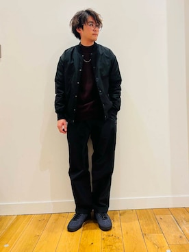 「冬の差し色コーデ」｜「アイテム（ジャケット/アウター）」を使った、teeさん（メンズ・175cm）の冬コーディネート