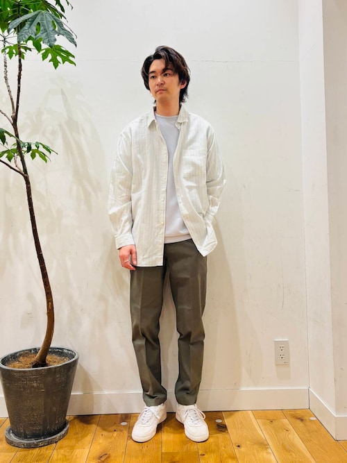 シアーボイルストライプロングスリーブシャツ