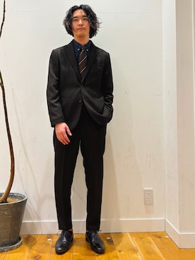 「アイテム（スーツパンツ）」を使った、takuさん（メンズ・175cm）の冬コーディネート