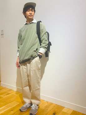 「WOOLRICH（ウールリッチ）のアイテム（トップス）」を使った、MATSUMOTOさん（メンズ・175cm）の秋コーディネート