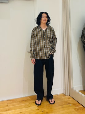 「URBAN RESEARCH Sonny Label（アーバンリサーチサニーレーベル）のチェックフーデッドシャツ（シャツ/ブラウス、ブラウン系）」を使った、takuさん（メンズ・175cm）の夏コーディネート