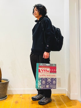 「XOLO（ショロ）のXOLO　Double Loop Ring（リング）」を使った、takuさん（メンズ・175cm）の冬コーディネート